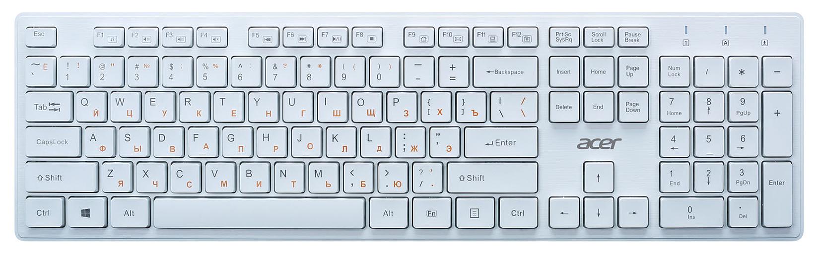Клавиатура Acer OKW123 белый USB фото 1