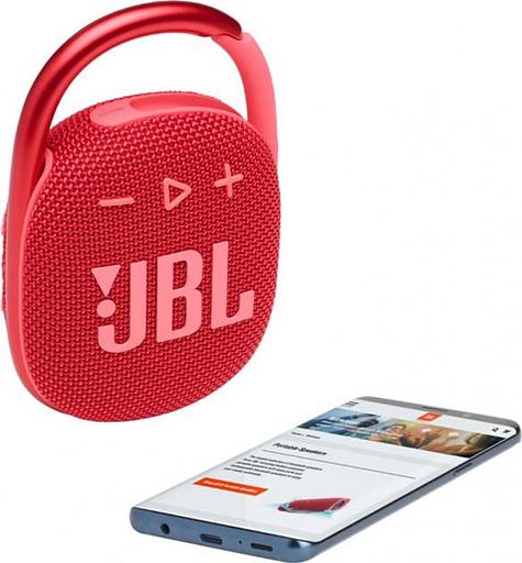 Колонка порт. JBL Clip 4 красный 5W 1.0 BT 15м (JBLCLIP4RED) фото 2