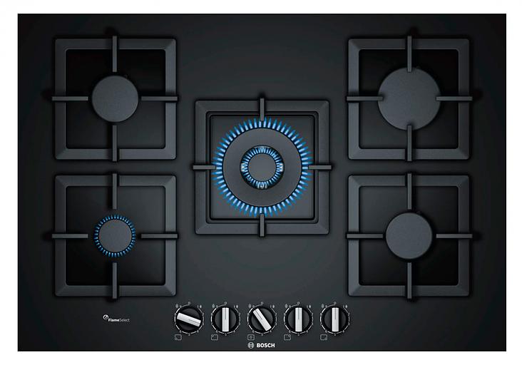 Газовая варочная поверхность Bosch PPQ7A6B20 черный фото 1