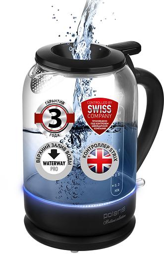 Чайник электрический Polaris PWK 1753CGL 1.5л. 1950Вт черный (корпус: стекло) фото 1