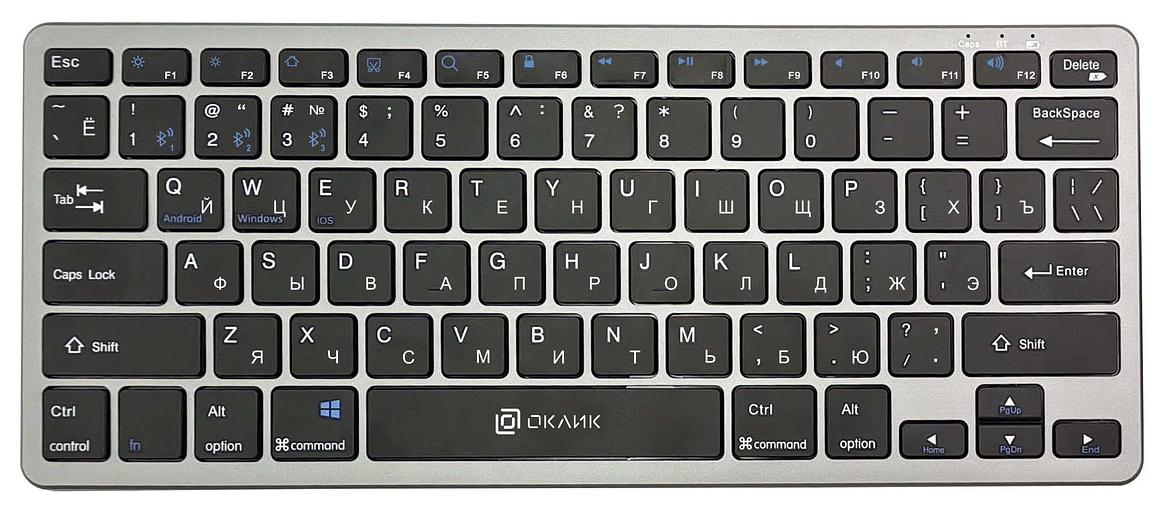 Клавиатура Оклик 835S черный/серый USB беспроводная slim Multimedia фото 1