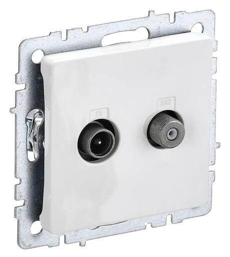 Розетка телев./спут. IEK Brite РТВ/РСп12-БрБ BR-AF20-O-K01 концевая TV-SAT скрыт. белый (упак.:1шт) фото 1