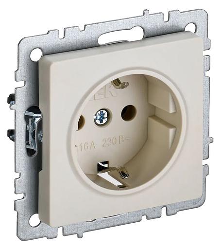 Розетка силов. IEK Brite РС11-1-0-БрКр BR-R11-16-K10 одинар. скрыт. зазем. бежевый (упак.:1шт) фото 1
