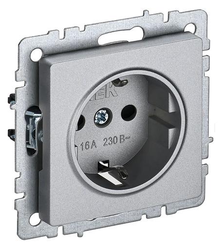Розетка силов. IEK Brite РС11-1-0-БрЧ BR-R11-16-K02 одинар. скрыт. зазем. черный (упак.:1шт) фото 1