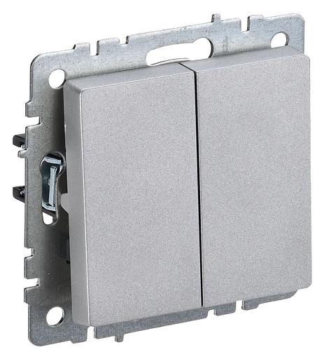 Выключатель IEK Brite ВС10-2-0-БрА скрыт. 2кл. алюминий (упак.:1шт) (BR-V20-0-10-K47) фото 1