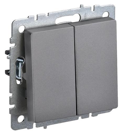 Выключатель IEK Brite ВС10-2-0-БрС скрыт. 2кл. сталь (упак.:1шт) (BR-V20-0-10-K46) фото 1