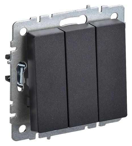 Выключатель IEK Brite ВС10-3-0-БрЧ скрыт. 3кл. черный (упак.:1шт) (BR-V30-0-10-K02) фото 1