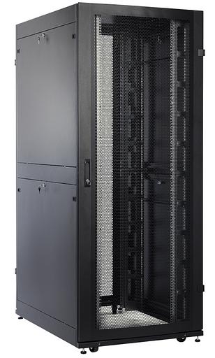 Шкаф серверный ПРОФ напольный 42U (800x1000) дверь перфор. 2 шт., черный, в сборе (ШТК-СП-42.8.10-44АА-9005) фото 1