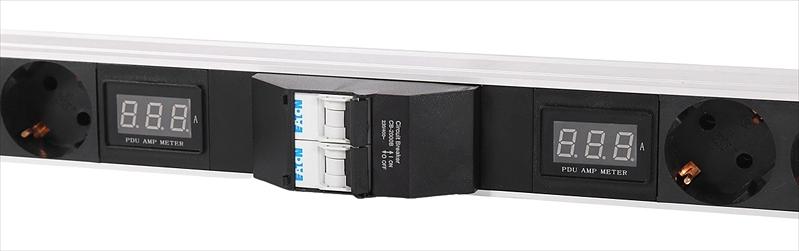 Вертикальный блок розеток Rem-32 без шнура с авт., и амп., 24 Sсhuko, 32 А, алюм., 42-48U, колодка (R-32-24S-A-Am-1820-K) фото 1