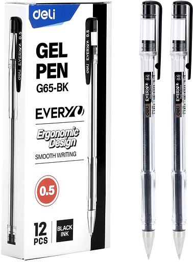 Ручка гелев. Deli EveryU EG65-BK прозрачный d=0.5мм черн. черн. фото 1