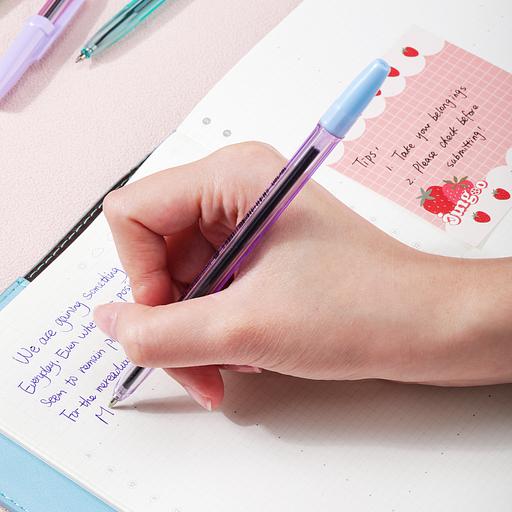 Ручка шариков. Deli P1-Macaron EQ6C-BL ассорти/прозрачный d=0.7мм син. черн. фото 4