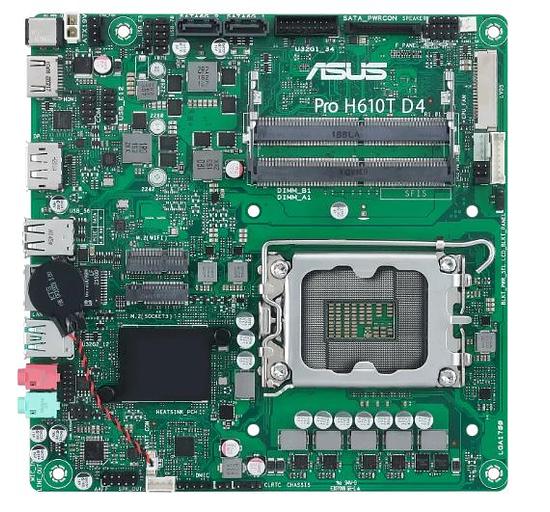 Материнская плата ASUS PRO H610T D4-CSM, LGA1700, H610, 2*DDR4, DP,HDMI, SATA 6.0, M.2, USB 3.2*2, USB 2.0*2, mITX; 90MB1AM0-M0EAYC (PRO H610T D4-CSM) фото 1
