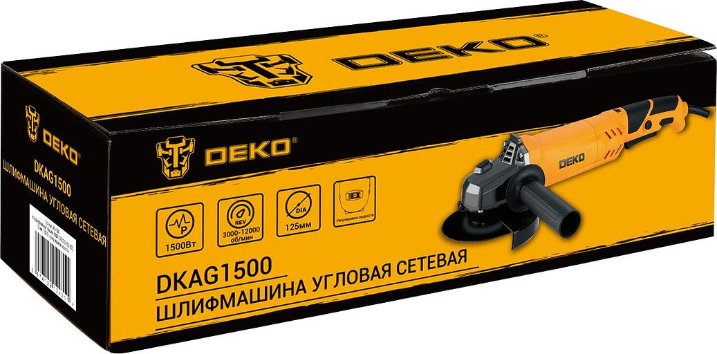 Углошлифовальная машина Deko DKAG1500 1500Вт 12000об/мин рез.шпин.:M14 d=125мм фото 1