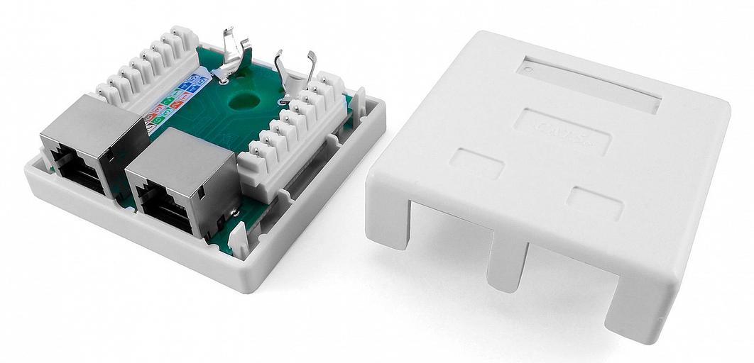 Розетка Hyperline SB1-2-8P8C-C5E-SH-WHRJ45 2 кат.5E FTP бел. (упак.:1шт) фото 1