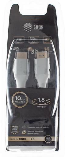 Кабель аудио-видео Cactus CS-HDMI.2.1-1.8 HDMI (m)/HDMI (m) 1.8м. Позолоченные контакты серебристый фото 1
