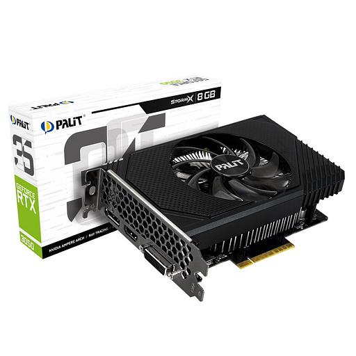 Видеокарта Palit PCI-E 4.0 PA-RTX3050 STORMX NVIDIA GeForce RTX 3050 8192Mb 128 GDDR6 1552/14000 HDMIx1 DPx3 HDCP Ret фото 1