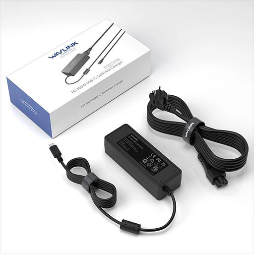 Адаптер питания AC Adapter WAVLINK GaN charger PD 100W GaN USB-C fast Charger for laptops & USB docking stations (WL-G1004C) фото 1