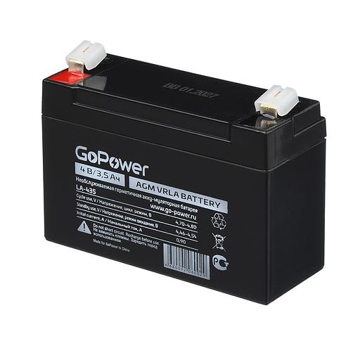 Аккумулятор свинцово-кислотный GoPower LA-435 4V 3.5Ah (1/20) Аккумулятор свинцово-кислотный GoPower LA-435 (00-00015320) фото 2