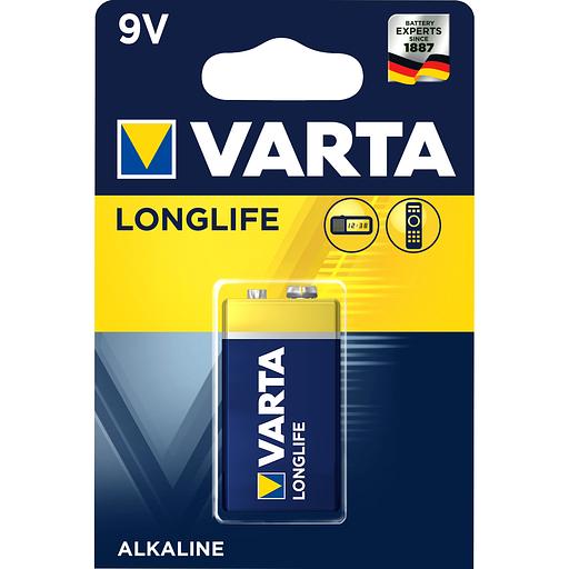 Батарейка Varta LONGLIFE Крона 6LR61 BL1 Alkaline 9V (4122) (1/10/50) Varta LONGLIFE 6LR61 9-Volt-Block (Krona) (04122101411) фото 1