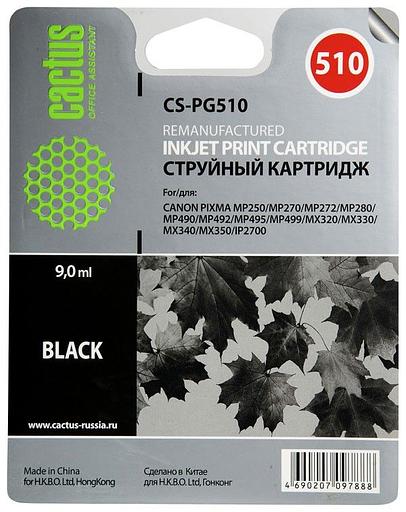 Картридж струйный Cactus CS-PG510 черный (9мл) для Canon Pixma MP240/MP250/MP260/MP270/MP480/MP490/MP492/MX320/MX330 фото 1