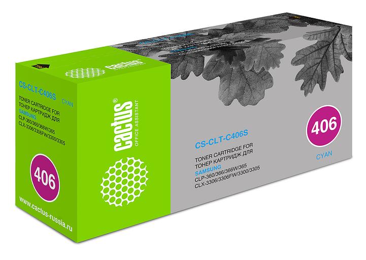 Картридж лазерный Cactus CS-CLT-C406S CLT-C406S голубой (1000стр.) для Samsung CLP-360/365/CLX-3300/3305 фото 1