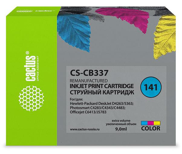 Картридж струйный Cactus CS-CB337 №141 многоцветный (9мл) для HP DJ D4263/D4363/D5360/DJ J5783/J6413 фото 1