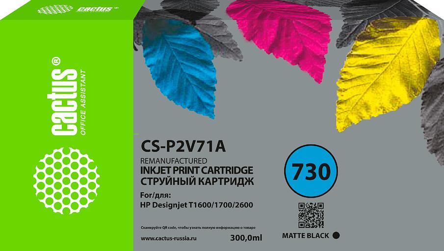 Картридж струйный Cactus CS-P2V71A №730 черный матовый (300мл) для HP Designjet T1600/1700/2600 фото 1