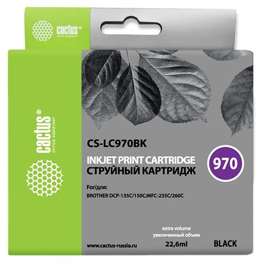 Картридж струйный Cactus CS-LC970BK черный (22.6мл) для Brother DCP-135C/150C/MFC-235C/260C фото 1