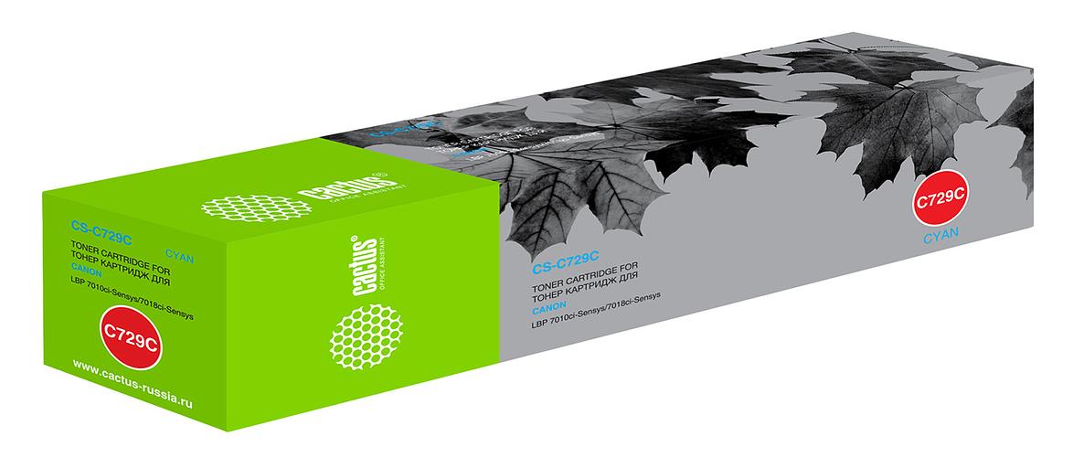 Картридж лазерный Cactus CS-C729C 729 C голубой (1000стр.) для Canon i-SENSYS LBP-7010C/ LBP-7018C фото 1