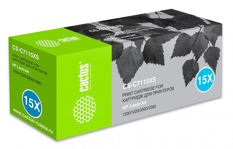 Картридж лазерный Cactus CS-C7115XS C7115X черный (3500стр.) для HP LJ 1200/1220/3300/3380 фото 1