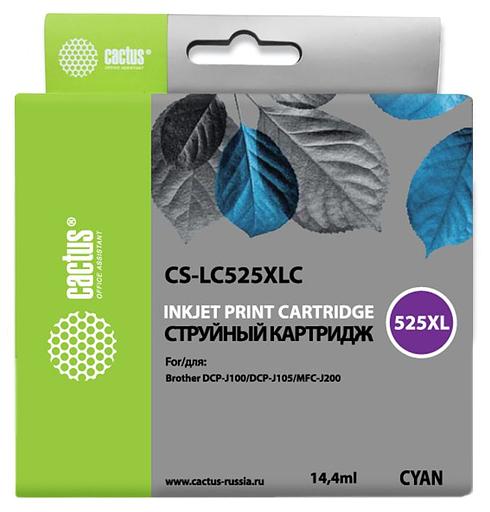 Картридж струйный Cactus CS-LC525XLC голубой (14.4мл) для Brother DCP-J100/J105/J200 фото 1
