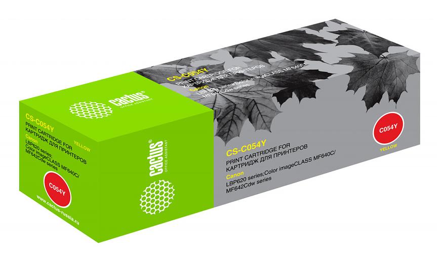 Картридж лазерный Cactus CS-C054Y 054 Y желтый (1200стр.) для Canon LBP 621Cw/623Cdw/641Cw/643Cdw фото 1