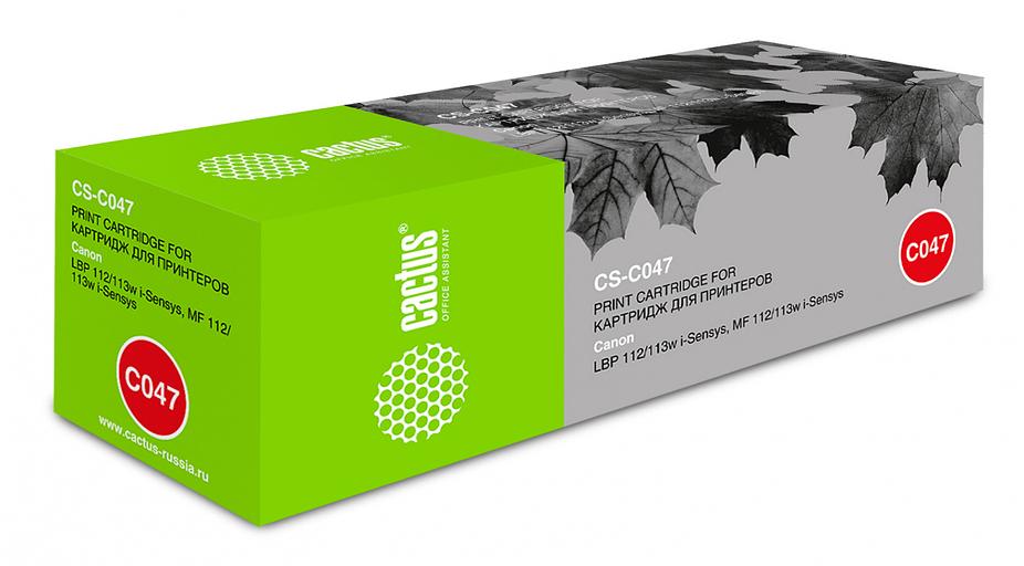 Картридж лазерный Cactus CS-C047 Cartridge 047 черный (1600стр.) для Canon LBP112/LBP113W фото 1