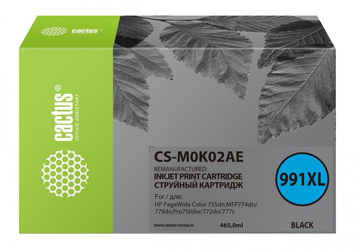Картридж струйный Cactus CS-M0K02AE 991XL черный (465мл) для HP PageWide755dn;MFP774dn/779dn;Pro750dw/772dn фото 1