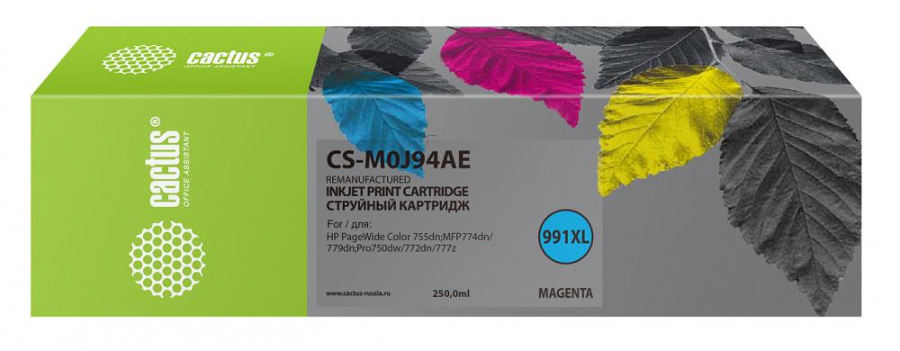 Картридж струйный Cactus CS-M0J94AE 991XL пурпурный (250мл) для HP PW 755dn/MFP774dn/779dn/Pro750dw/772dn фото 1