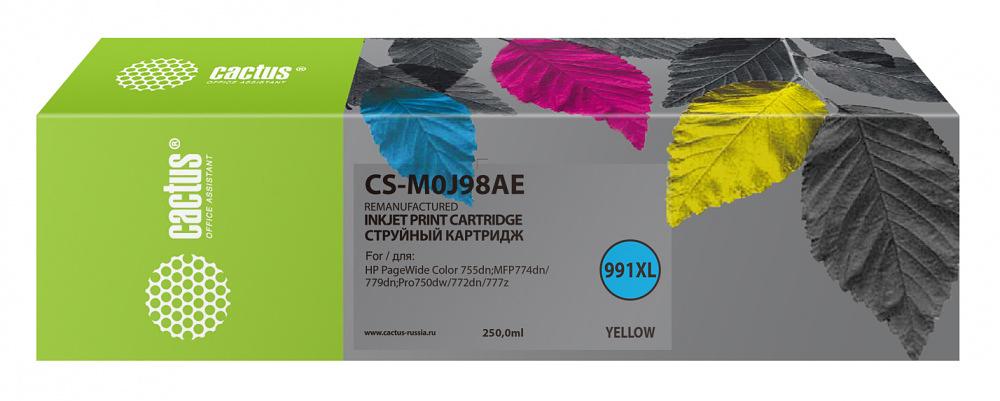 Картридж струйный Cactus CS-M0J98AE 991XL желтый (250мл) для HP PW 755dn/MFP774dn/779dn/Pro750dw/772dn фото 1