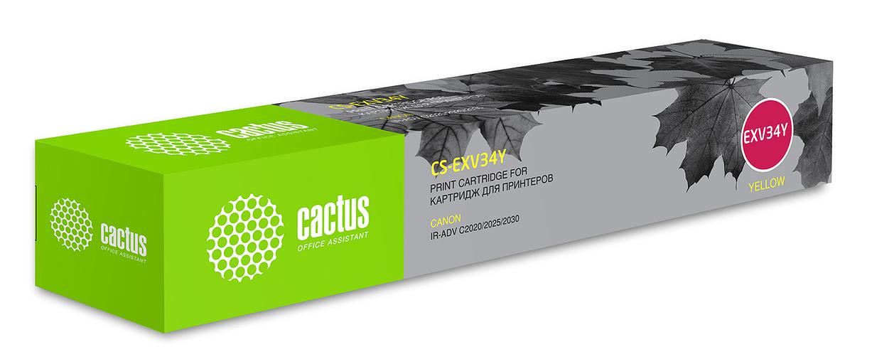 Картридж лазерный Cactus CS-EXV34Y C-EXV34 Y желтый (19000стр.) для Canon IR Advance C2030L/C2030i/C2020L/C2020i/C2025i фото 1