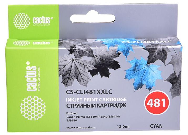 Картридж струйный Cactus CS-CLI481XXLC голубой (12мл) для Canon Pixma TR7540/TR8540/TS6140/TS8140 фото 1