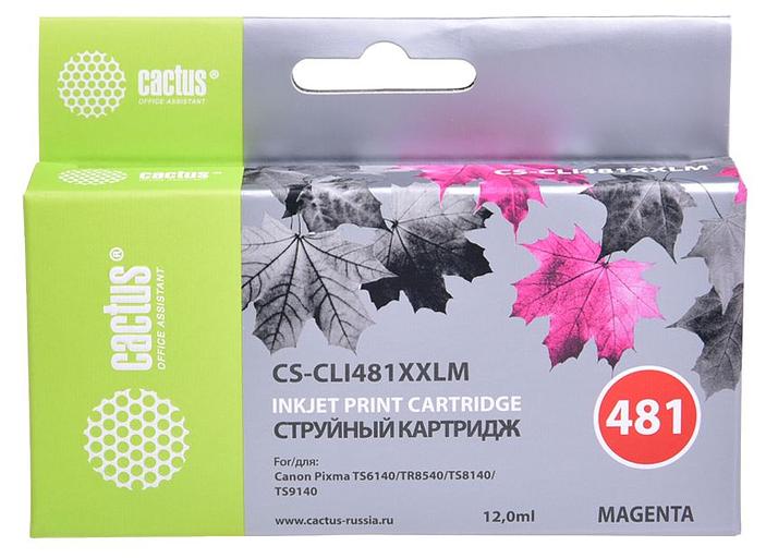 Картридж струйный Cactus CS-CLI481XXLM пурпурный (12мл) для Canon Pixma TR7540/TR8540/TS6140/TS8140 фото 1