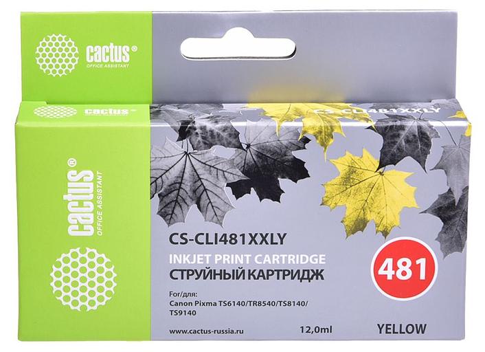 Картридж струйный Cactus CS-CLI481XXLY желтый (12мл) для Canon Pixma TR7540/TR8540/TS6140/TS8140 фото 1