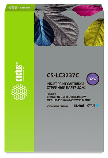 Картридж струйный Cactus CS-LC3237C голубой (18.4мл) для Brother HL-J6000DW/J6100DW фото 1