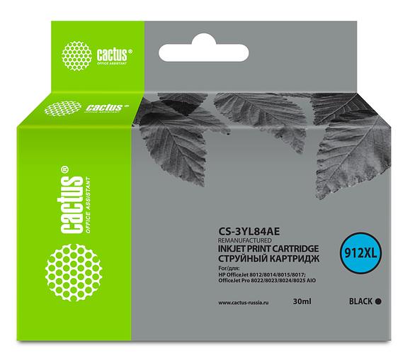 Картридж струйный Cactus CS-3YL84AE 912XL (есть ограничения по прошивке) черный (30мл) для HP OfficeJet 8012/8014/8015/8017;OfficeJet Pro 8022/8023/8024/8025 AIO фото 1
