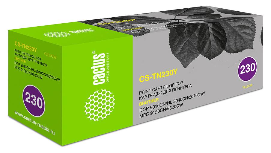 Картридж лазерный Cactus CS-TN230Y TN-230Y желтый (1400стр.) для Brother HL-3040/3070/DCP-9010/MFC-9120/9320 фото 1
