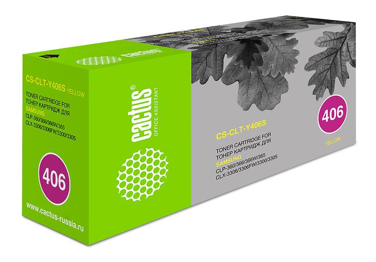 Картридж лазерный Cactus CS-CLT-Y406S CLT-Y406S желтый (1000стр.) для Samsung CLP-360/365/CLX-3300/3305 фото 1