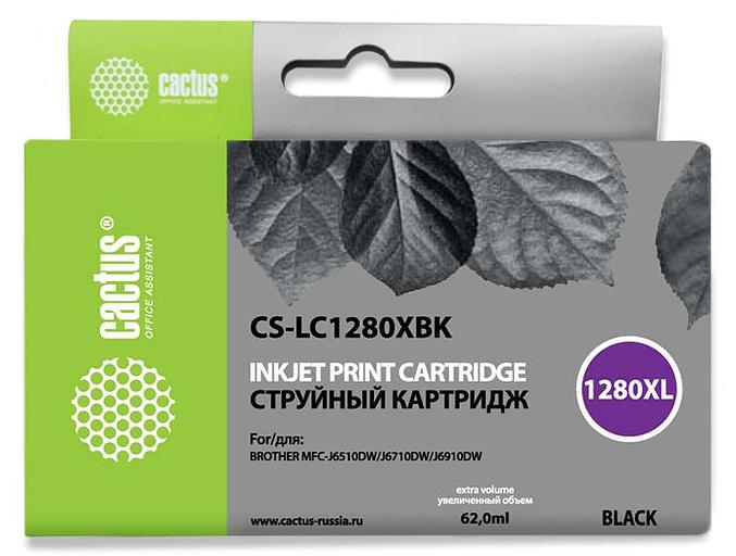 Картридж струйный Cactus CS-LC1280XBK черный (62мл) для Brother MFC-J6510/6910DW фото 1