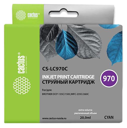 Картридж струйный Cactus CS-LC970C голубой (20мл) для Brother DCP-135C/150C/MFC-235C/260C фото 1