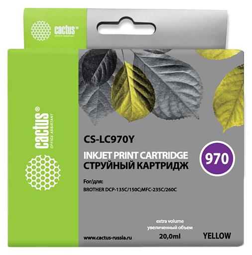 Картридж струйный Cactus CS-LC970Y желтый (20мл) для Brother MFC-260c/235c/DCP-150c/135c фото 1