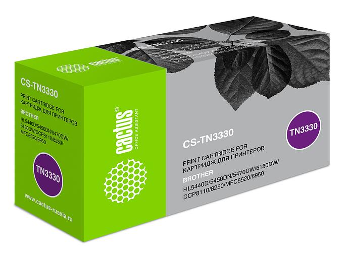 Картридж лазерный Cactus CS-TN3330 TN-3330 черный (3000стр.) для Brother HL-5440D/5450DN/5470DW/6180DW/DCP8110/8250/MFC-8520/8950 фото 1