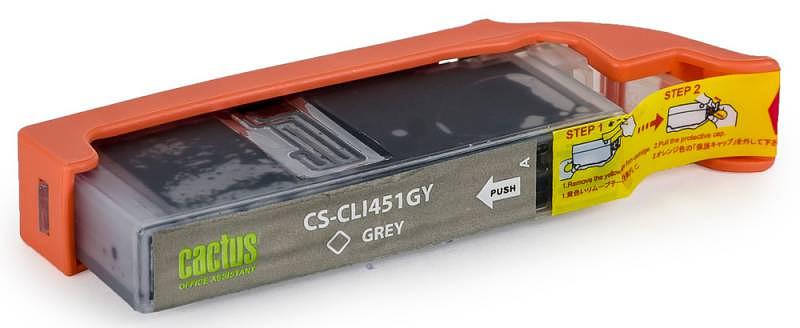 Картридж струйный Cactus CS-CLI451GY серый (10.2мл) для Canon MG6340/5440/IP7240 фото 2