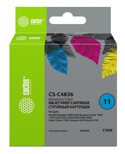 Картридж струйный Cactus CS-C4836 №11 голубой (29мл) для HP BIJ 1000/1100/1200/2200/2300/2600/2800 фото 1